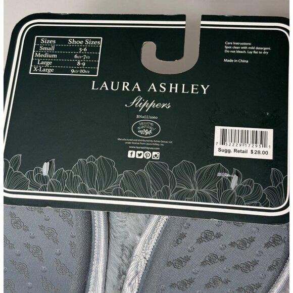 Laura Ashley Grey Faux Fur Memory Foam Slide Slippers Women's Small (5-6)  NWT - Picture 5 of 5
